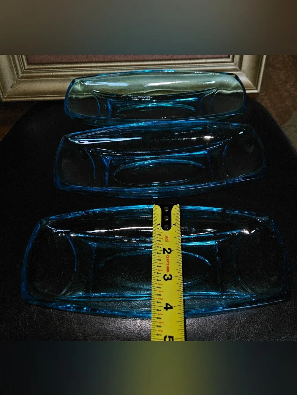 Set 3 Vintage Hazel-Atlas '60s; Capri Colonial Blue Pattern Oblong Celery Bowl
